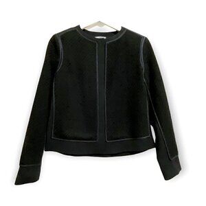 Vince Black Wool and Silk Boucle Overlay Jacket